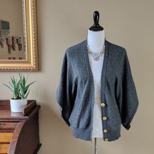 Tory Burch Gray Wide Sleeve Cashmere Cardigan Sz L